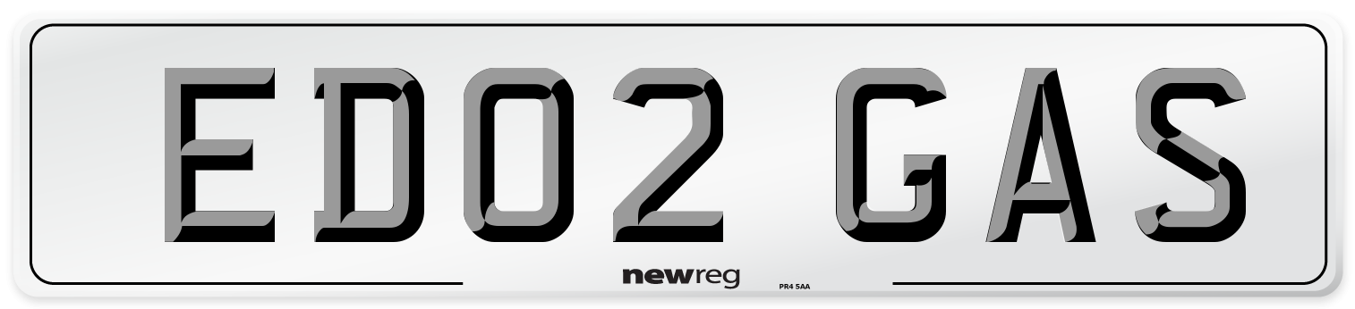 ED02 GAS Number Plate from New Reg